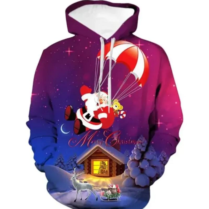 Толстовки мужские модные осенние и зимние рождественские свитера с 3D принтом оверсайз с капюшоном унисекс для мужчин и женщин забавный пуловер в стиле Харадзюку