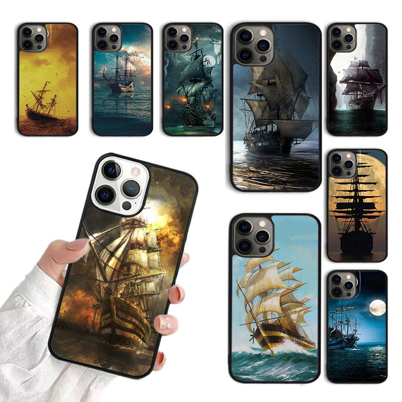 Старый корабль в лунную ночь на море Чехол для телефона Для iPhone 17 Air 15 16 16e 11 12 13 14 Pro Max Чехол Для iPhone 17 Air Max Plus Fundas