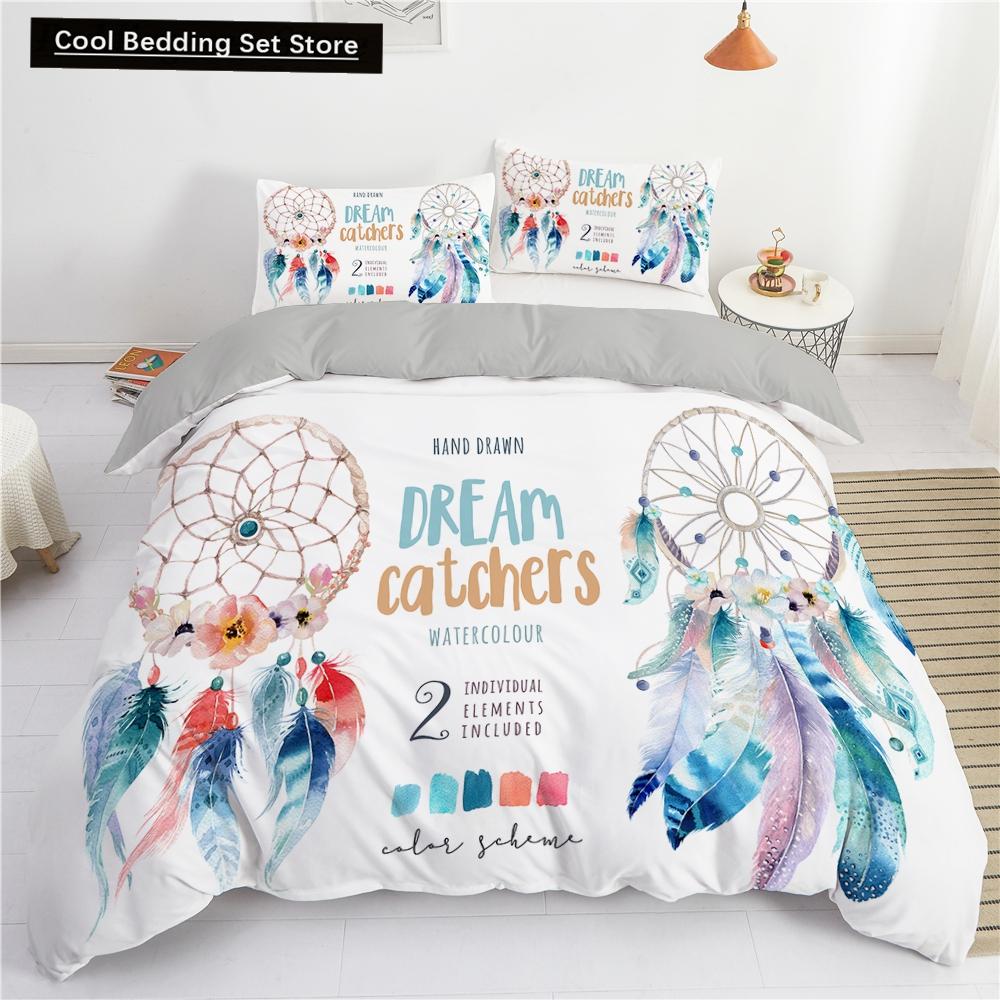 Ловец снов Лось Король Королева Пододеяльник Богемный стиль Бабочка Постельное белье для подростков Девочек Женщин Коза Белый 2/3 шт. Пододеяльник