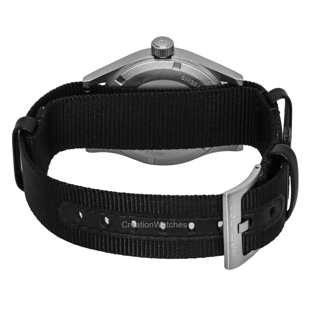 Hamilton Khaki Field Текстильный ремешок Черный циферблат Кварцевые H69401430 Унисекс Часы