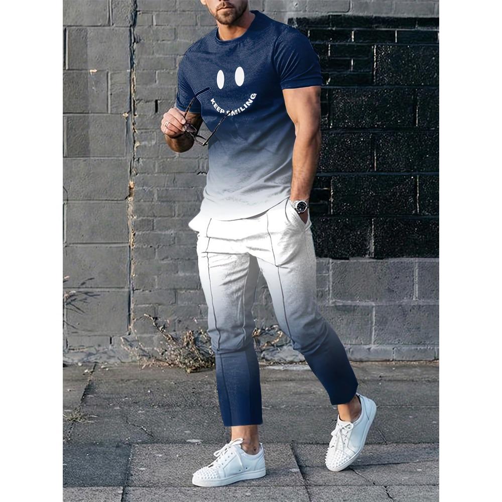 Summer New Men's T-shirt Pants Suit Camouflage Printing Short-sleeved Round Neck T-shirt Casual Outdoor Wear Comfortable