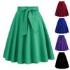 Women Mini Skirt High Waist Lace-up Bowknot Decor Short Skirt Solid Color