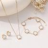 13mm Five-Leaf Clover & Flower Bracelet, Necklace, Earrings Set - Luxury Jewelry Collection