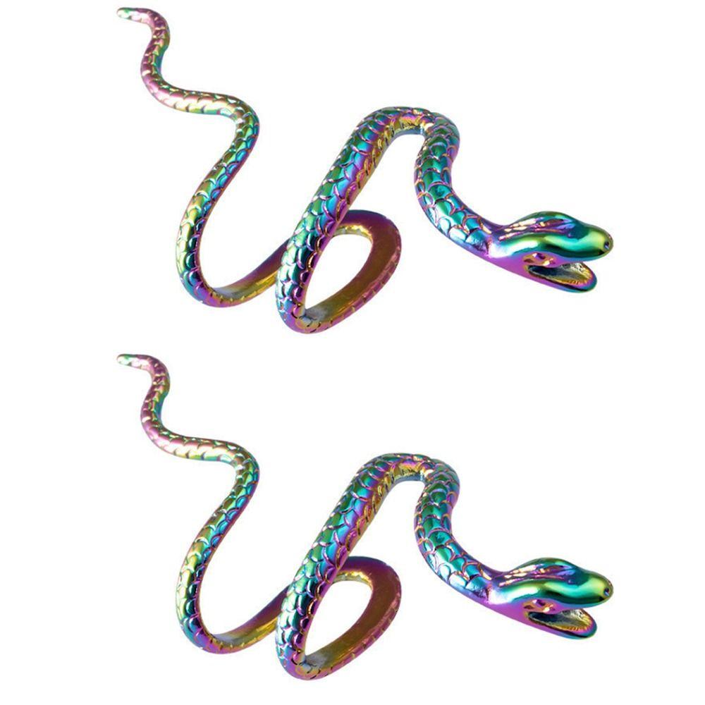 2 шт. Регулируемые серьги-каффы в виде змеи, многоцветные, не требующие прокола, модные серьги-каффы, унисекс