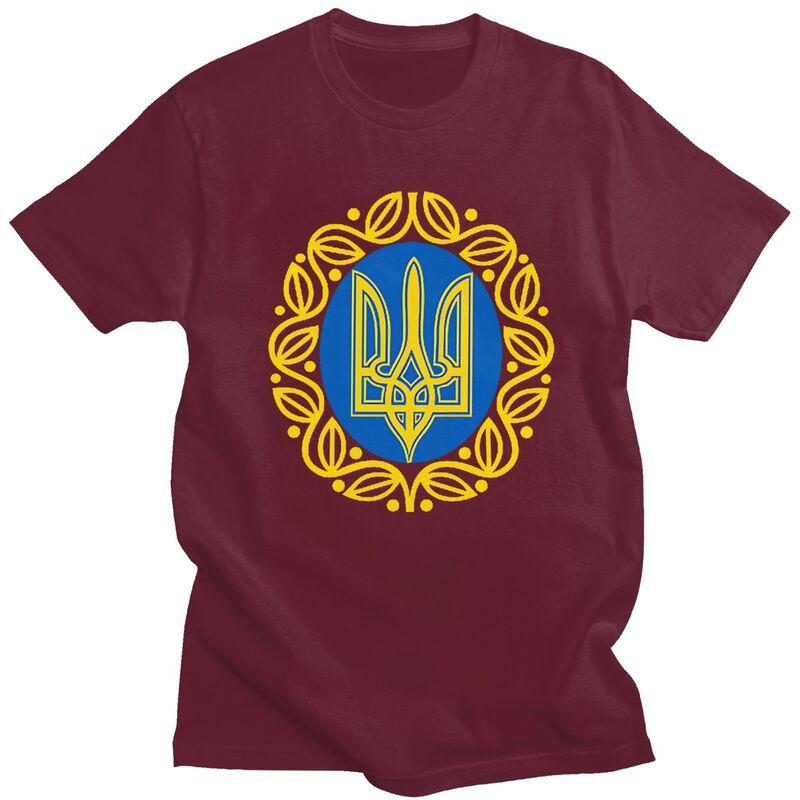Мужская футболка с индивидуальным гербом и флагом Украины, короткий рукав, 100% хлопок, повседневная футболка, украинский трезубец, модная футболка