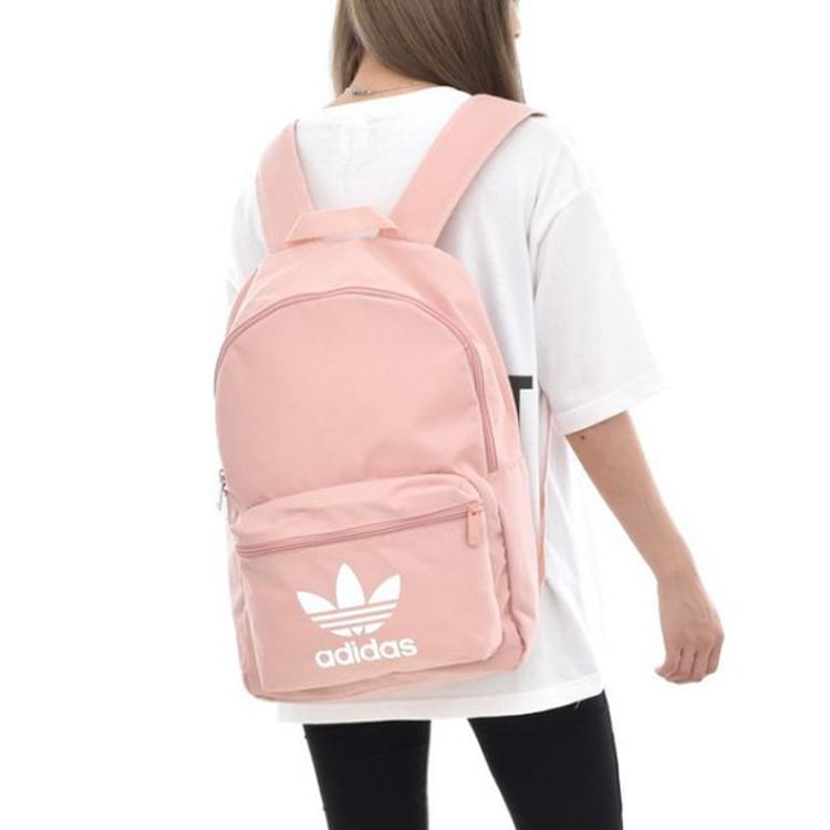 adidas Оригинальный Классический Логотип Повседневный Спортивный Рюкзак Большой Вместимости Из Полиэстера Женский Рюкзак Розовый ED8671