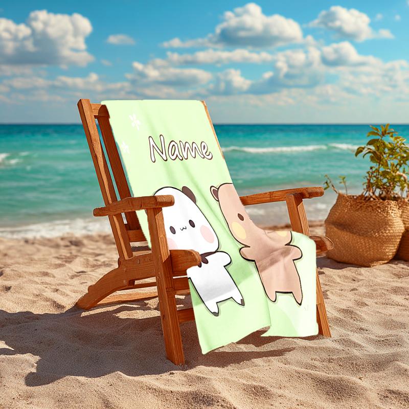 Personalized customized proof beach towel with Bubu and Dudu pattern - soft, absorbent, quick-drying, perfect swimming, camping&bathing