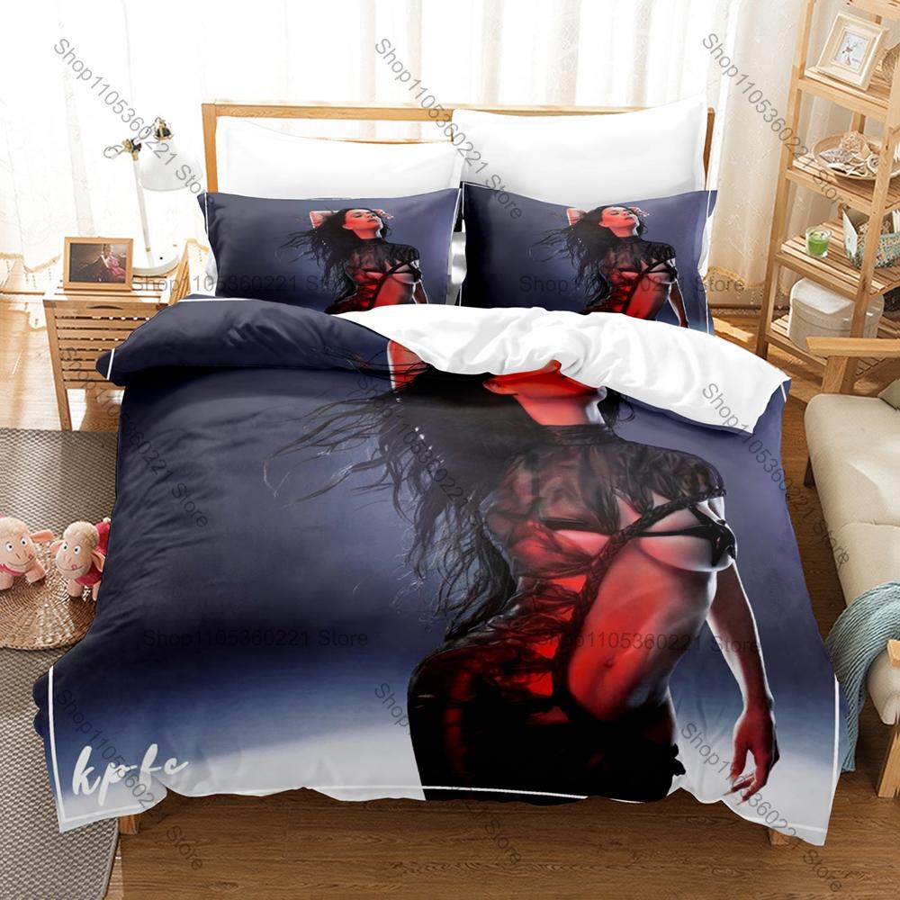 Iconic Pop Diva Katy Perry Teenage Dream Prism Smile Album Collage Bedding Set 1 Duvet Cover + 2 Pillowcases HD Print Pop Fan