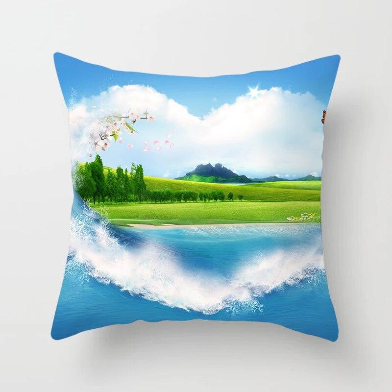 Landscape  Sunrise Sunset Scenery Pillow Cover Sofa Decoration Car Office Seat Cushion  Room Home