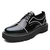 Белые Мягкие FootPairs Британский Стиль Круглый Носок Толстая Подошва Черная Кожа FootPairs Мягкий Корейский Стиль Парикмахер Формальный Деловой Глянцевый Мягкий