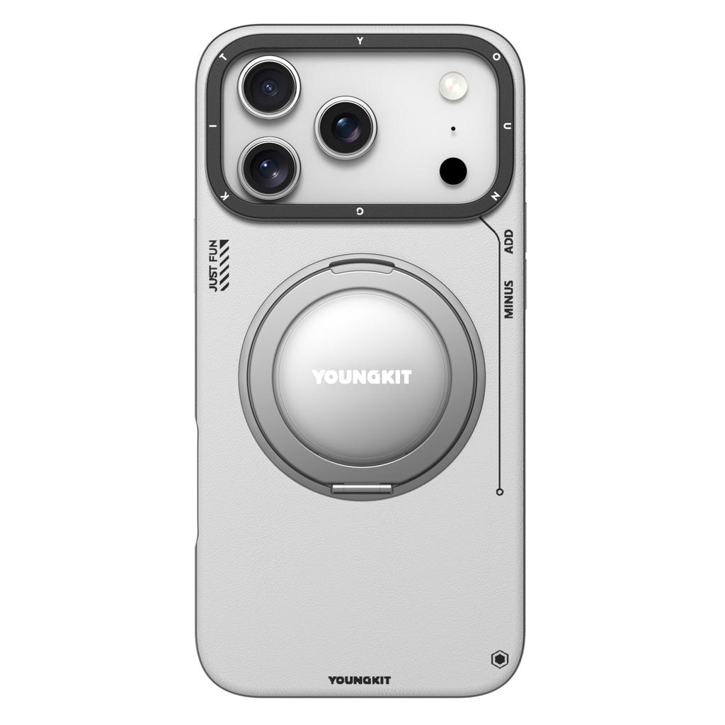 YOUNGKIT Чехол для iPhone 17 Pro Max с вращающейся подставкой, противоударный, из ТПУ + ПУ кожи, задняя крышка телефона