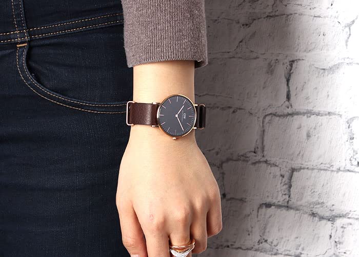 Ремешок для часов NATO Type Belt, сменный ремешок для часов, итальянский кожаный темно-серебристый ремень NATO, совместимый с шириной ремня 18 мм [MOD] Коричневый/Пряжка