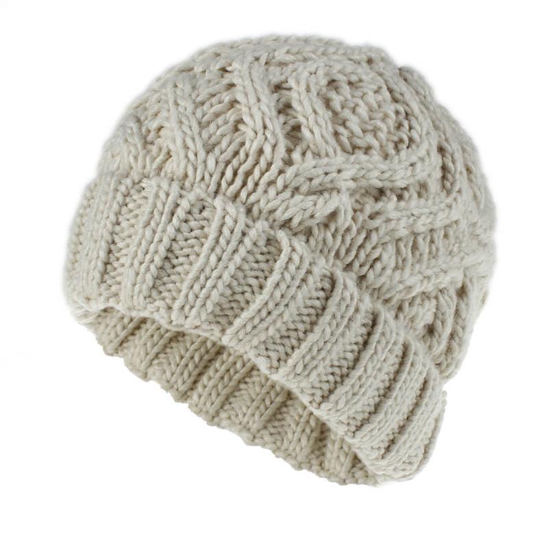 Fashion Autumn Winter Hats for Women Geometric Wool Knitted Hat Solid Handmade Beanie Cap Gorros Mujer Invierno Female Bonnet