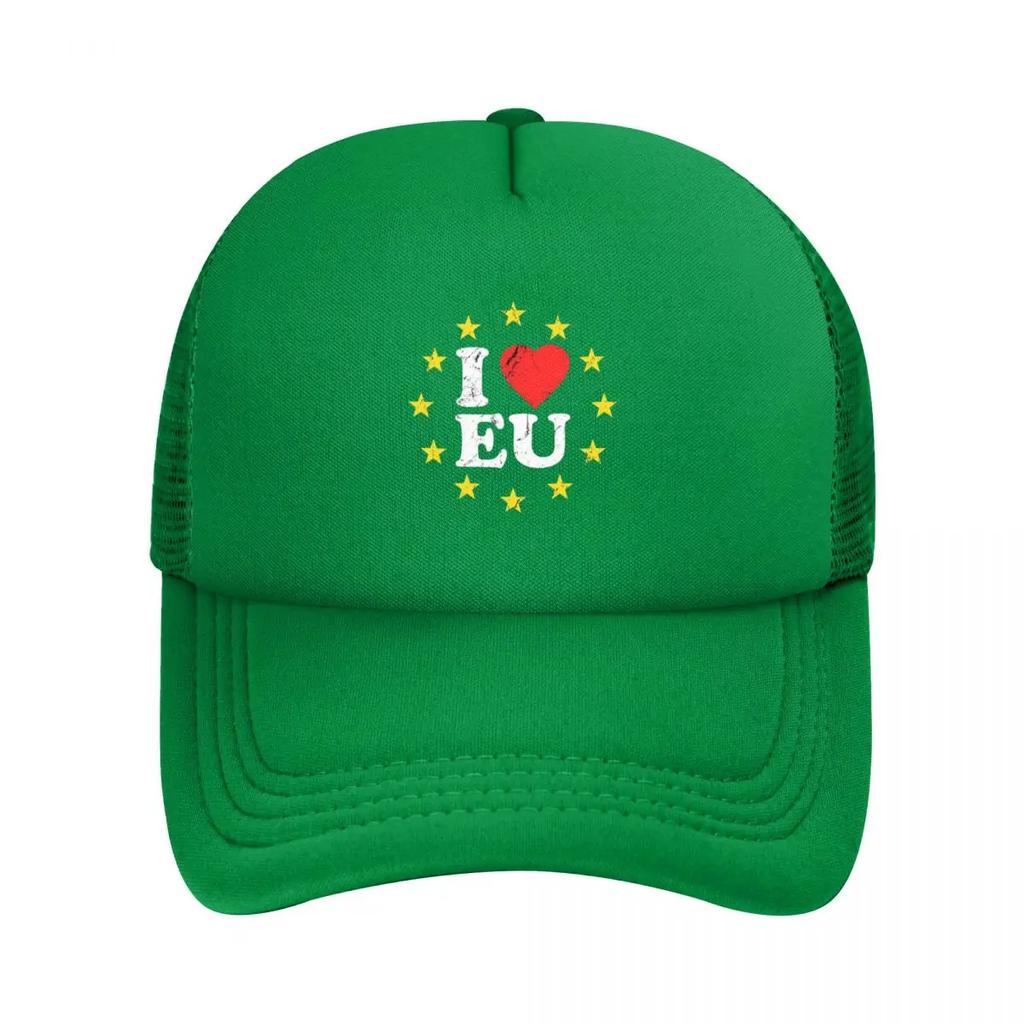 I Love Eurovision  Rainbow Pattern Mesh Baseball Caps Snapback Fashion Baseball Hats Breathable Casual Casquette Outdoor Unisex