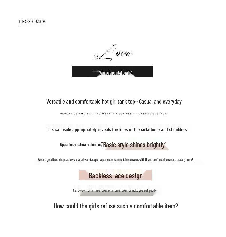 Французская сексуальная кружевная майка с открытой спиной для женщин - Коллекция начала осени