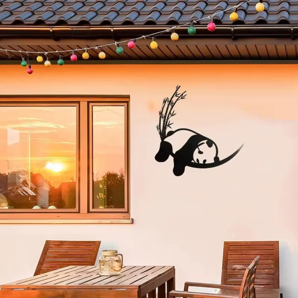 1 шт. Отдыхающая панда и бамбуковое металлическое настенное искусство – элегантный декор гостиной для стильного украшения дома