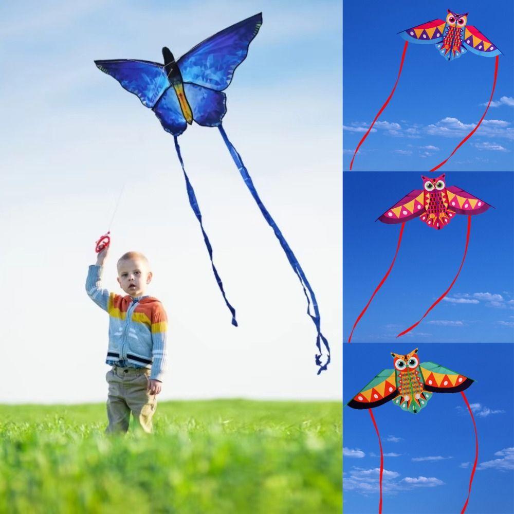 Long Tail 1M Cartoon Kites 50 Meter Kite Line Children's Kite New Colored Owl Kite  Outdoor Sports