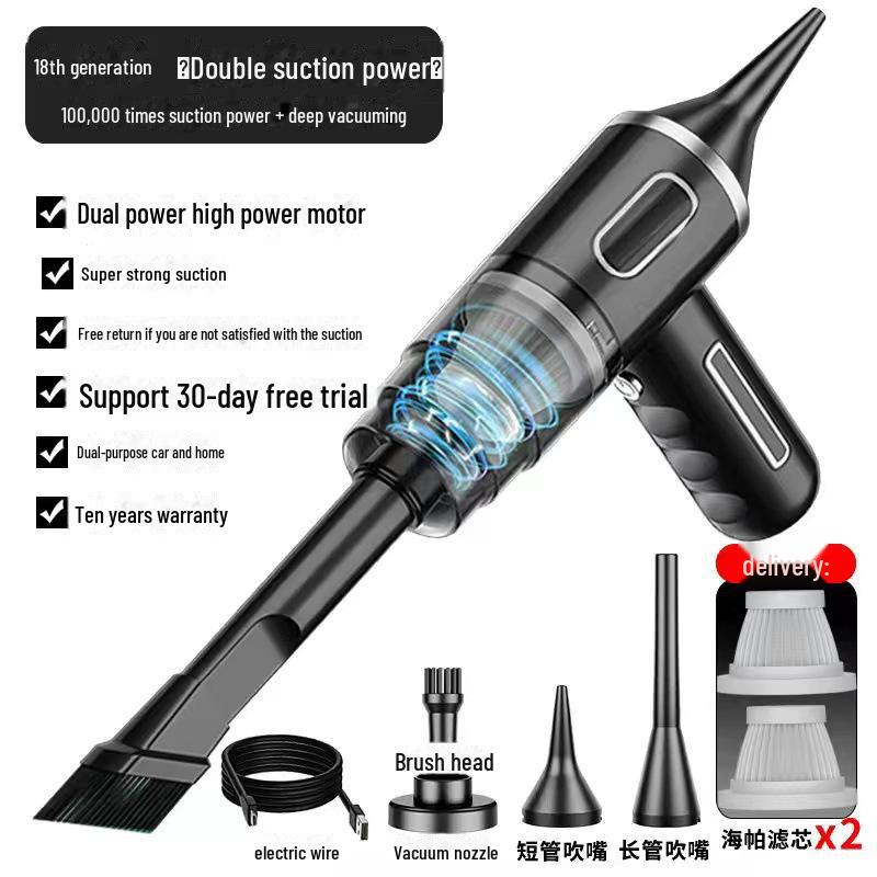 Портативный беспроводной воздуходув и пылесос — мощное всасывание, перезаряжаемый, для использования дома и в автомобиле