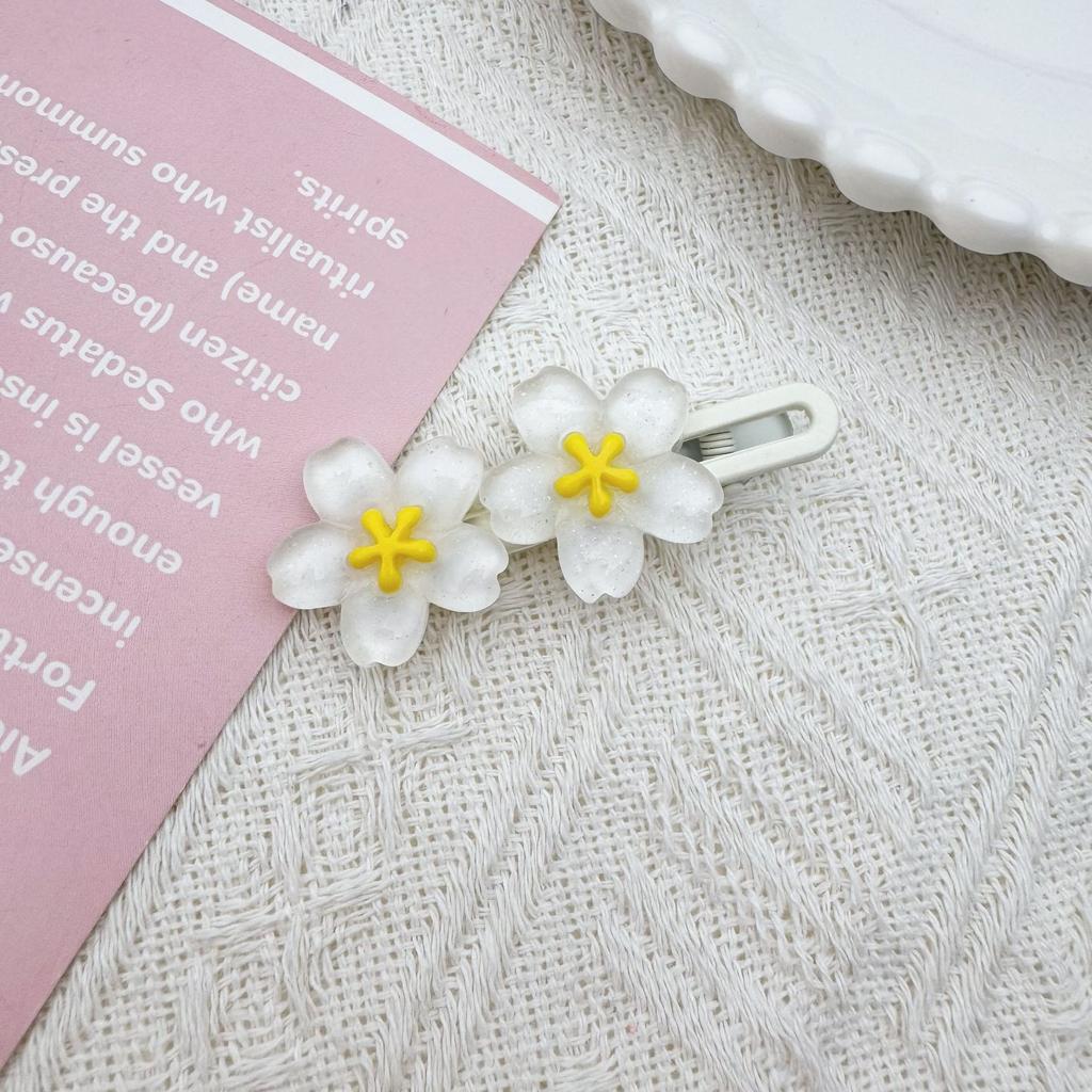 Прозрачные заколки для волос 'Цветущая вишня' Синие Розовые Кружевные Заколки Милая Цветочная Заколка-Крокодильчик Заколка для Чёлки Аксессуар для Головного Убора Универсальный Новый