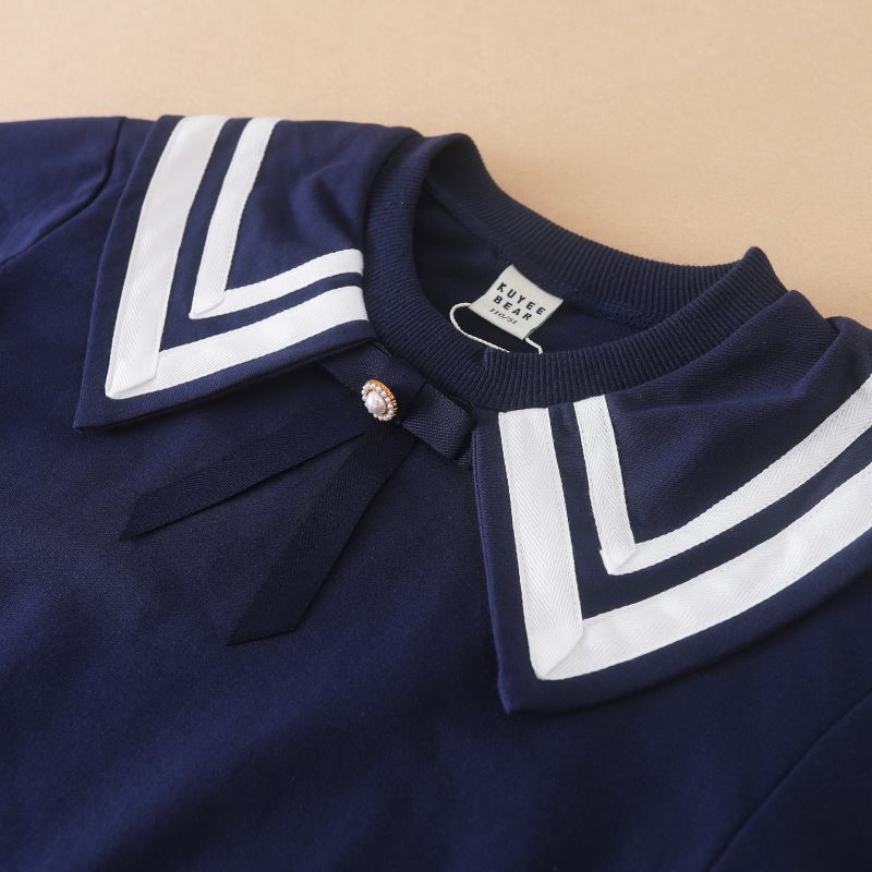 Детский свитшот с отложным воротником в консервативном стиле для девочек, весенне-осенняя рубашка-поло, детская хлопковая осенняя детская рубашка с бантом для маленьких девочек, одежда с длинными рукавами