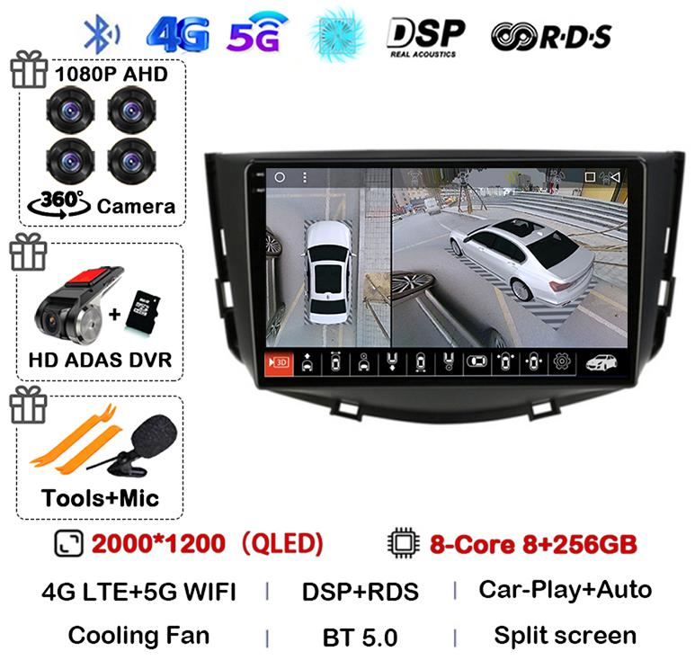 Android 14 Автомагнитола Carplay Auto для Lifan X60 X 60 2011-2016 2 Din Навигация GPS 4G+WIFI Мультимедийный Видеоплеер Головное Устройство BT
