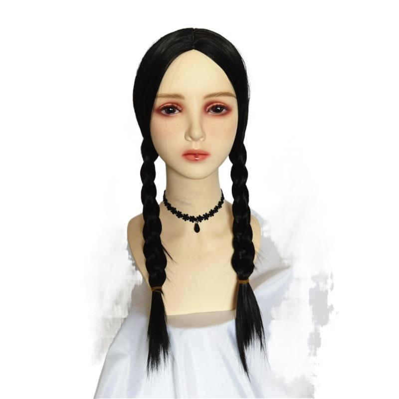 Платье Уэнсдей Аддамс Парик Косплей Костюм Для Девочки Ребенка Хэллоуин Рождество Вечеринка