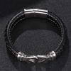 Men Jewelry Braid Leather Bracelet Titanium Stainless Steel Charm Clasp Bangle Party Gifts