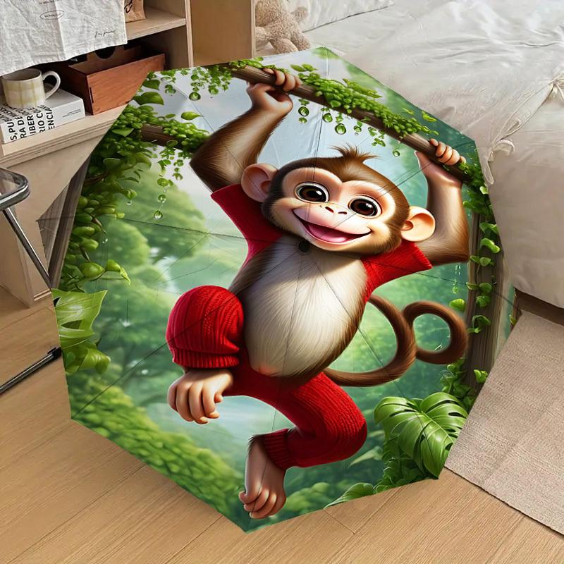 1PC Monkey JungleUmbrella-8-Rib Reinforced, Automatic Open, Lightweight & Durable, Cute Fashion Accessory for Outdoor-P172