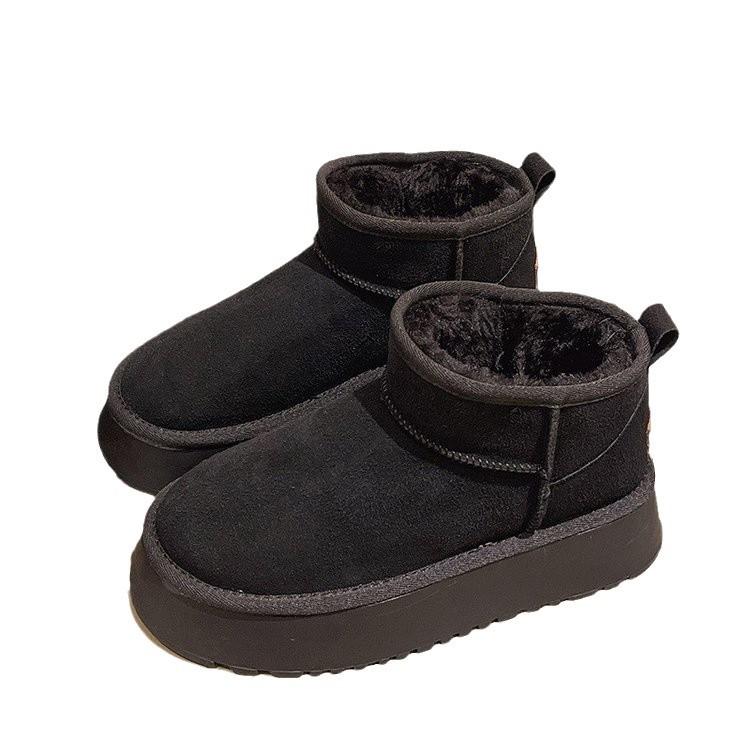 2024 новые северо-восточные теплые хлопковые туфли зимние толстоподошвенные сноубутсы женские и женские нескользящие для улицы с набивным утолщенным коротким голенищем