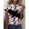 Floral Plants Pattern T-Shirt For Women Flower 3D Printed T Shirts Summer Casual Round Neck Tops Short Sleeves Oversized Tees