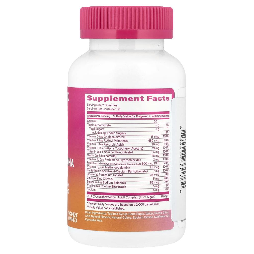 Premium Prenatal + Dha Gummies, Assorted Fruits, 60 Gummies