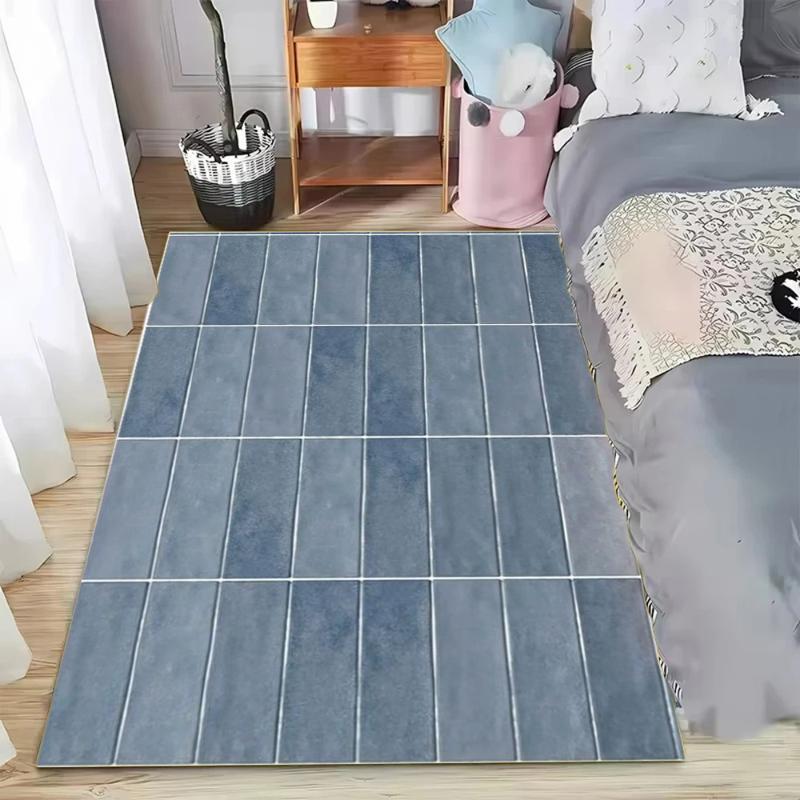 Minimalist Tile Texture Striped Pattern Area Rug Large Carpet for Living Room Bedroom Hallway Kitchen Stylish Decor Floor Mat