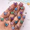 50PCS 10mm Kawaii Resin Colorful Mini Crystals Beautiful Butterfly Flat Back Rhinestone DIY Nail Art  Jewelry Crafts Accessories