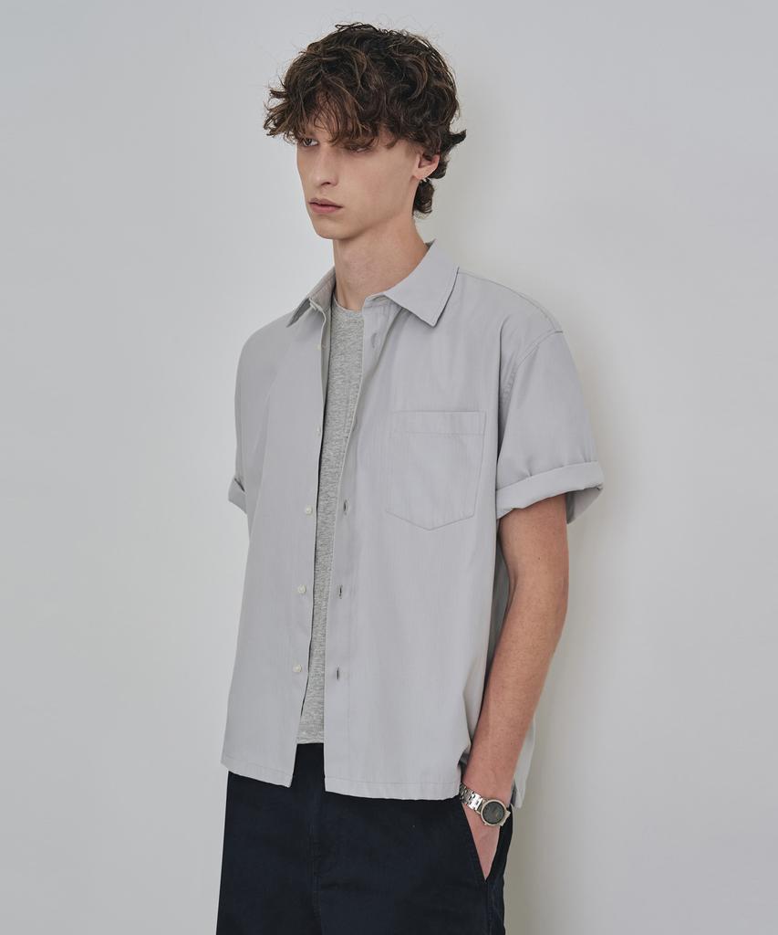 COSTUME O’CLOCK [Coclx Type] Solid Semi-Crop Short Sleeve Shirt 2 Color Coossh204