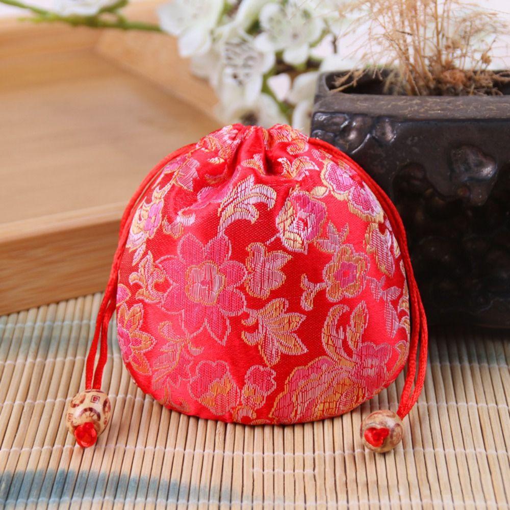 Jewelry Packing Bag Embroidery Flower Drawstring Bag Floral Festive Sugar Bag Festival