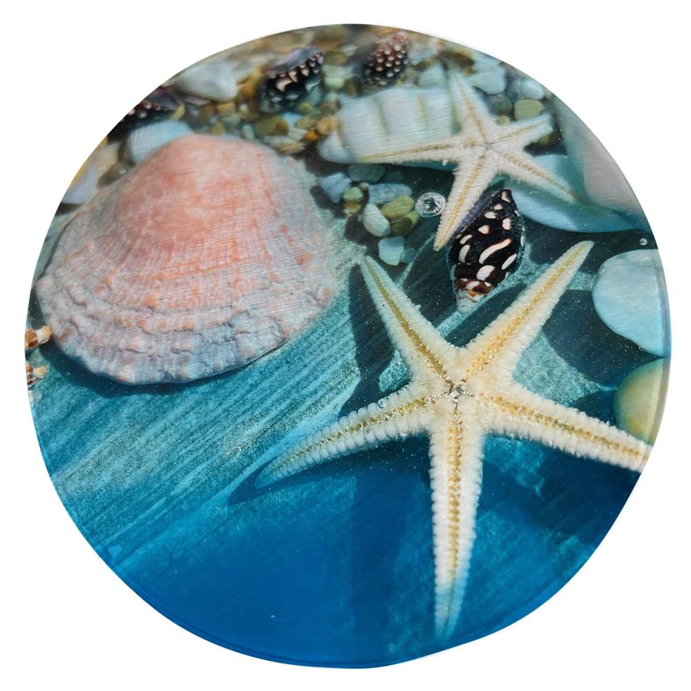 Beach Round Carpet Beautiful Shell Collector Rug Home Bedroom Living Room Decoration Entrance Mat Kitchen Bathroom Anti-Slip Mat