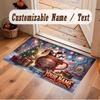 Christmas Theme Soft Crystal Velvet Rug Custom Name & Text Print Non Slip Floor Rug for Bedroom Living Room