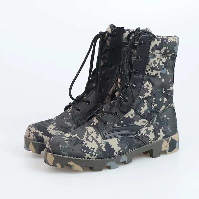 Lace Up Waterproof Outdoor Shoes Breathable Canvas Camouflage Tactical Combat Desert Ankle Boots Men Boots