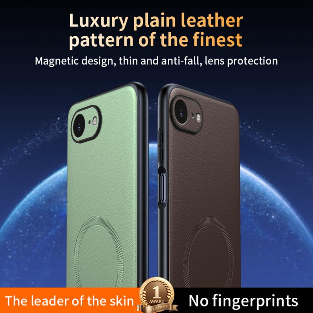 Для iPhone 16e Чехол Совместимый с MagSafe Покрытый кожей ТПУ+ПК Чехол для телефона