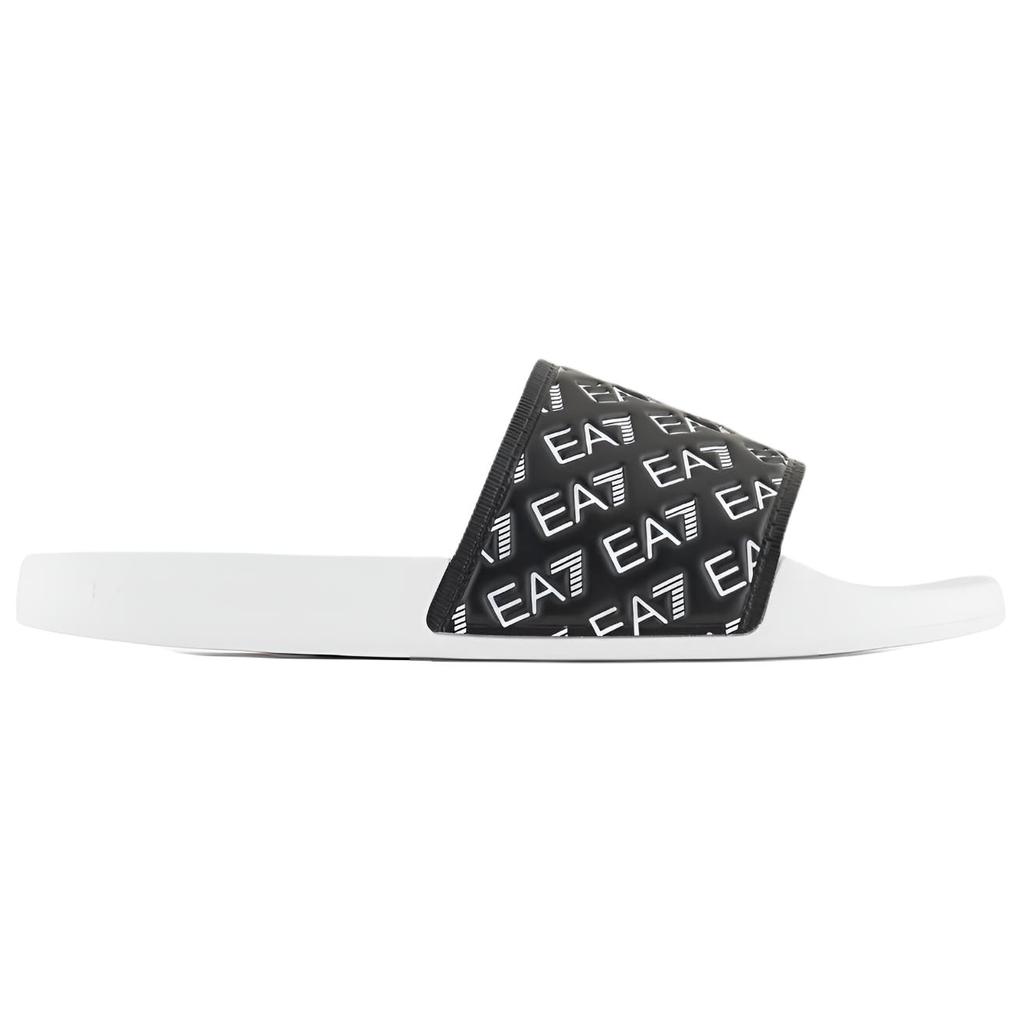 Emporio Armani EA7 Пара Летние Шлепанцы на Плоской Подошве с Ремешком с Буквами, Круглый Носок, Нескользящие, Унисекс, Черные 7X000109AF15125FC079