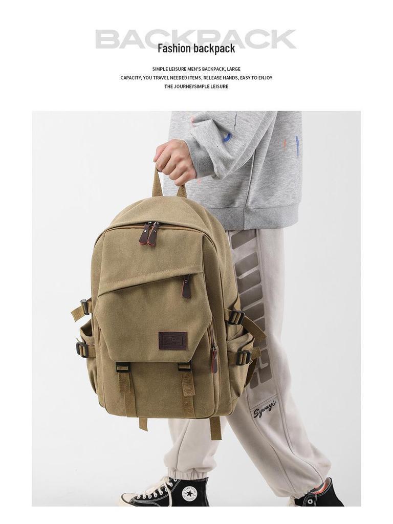 Мужской холщовый рюкзак большой вместимости, сумка для ноутбука 15,6 дюйма для студентов и пассажиров