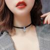 Minimalist Zircon Pendant Choker Necklace - Short Leather Rope Chain for Women