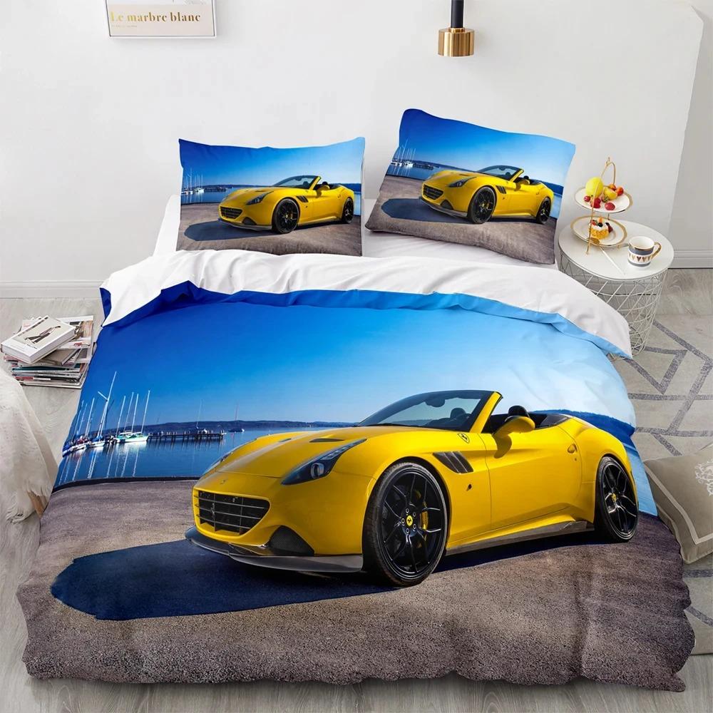 Комплект постельного белья Sports Car Racing Single Twin Full Queen King Size SUV Truck Bed Set Aldult Kid Bedroom Duvetcover Sets Men Boy Gift