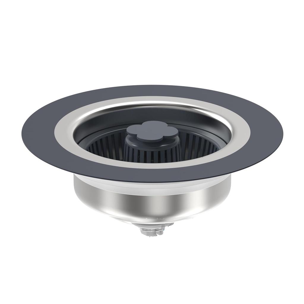 Kitchen Sink Strainer For 3-1/2-inch Drainage Pipes, 304 Stainless Steel Pop Up Sink Stopper, 3 Layers Rubber Rings Anti-Clogging Basket Straine