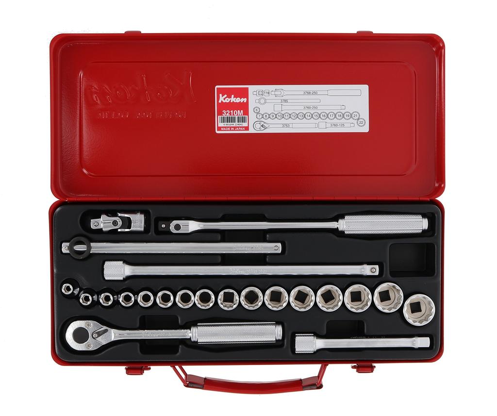 Koken Square Socket 22 3210M 3/8" (9.5mm) Set, Pieces,