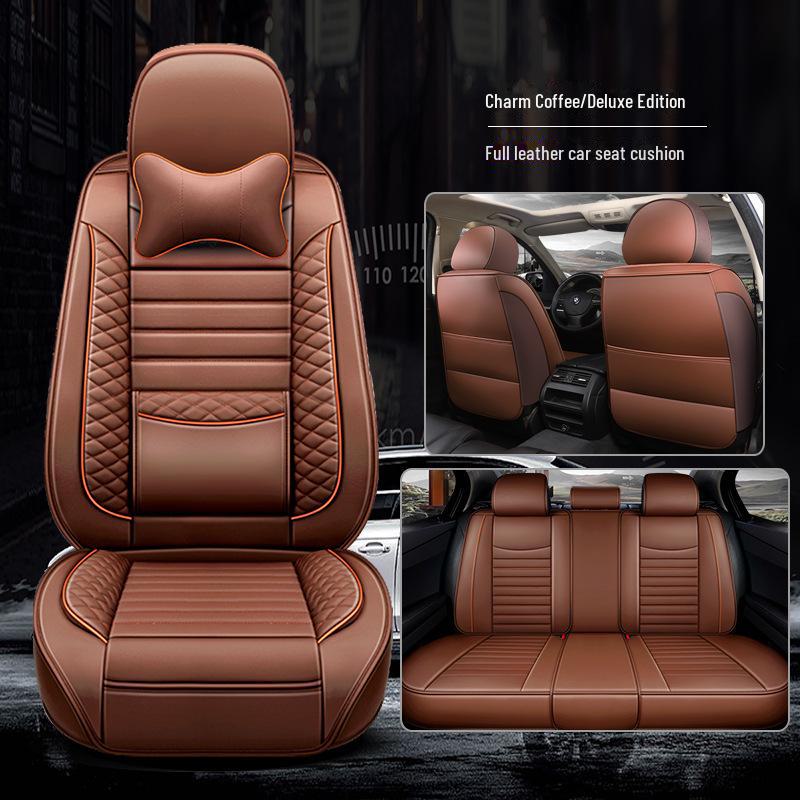 Всесезонная универсальная подушка на сиденье автомобиля с кожаным чехлом Ice Silk с полным обхватом и специальным зимним дизайном.