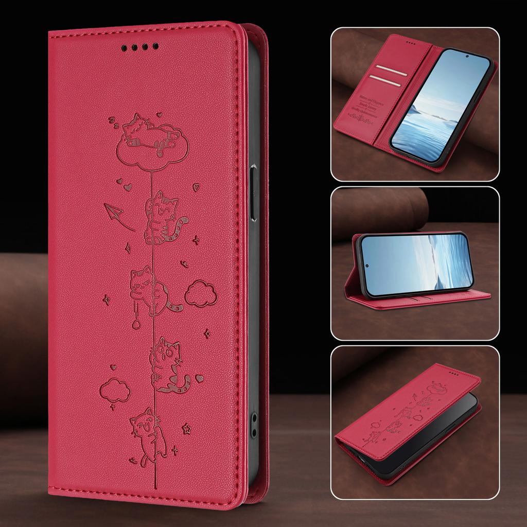 Cute Cat Leather Flip Wallet Case on For Motorola Moto G72 G32 G22 G71 G51 G41 G31 G30 G20 G10 Power RFID Protective Phone Cover