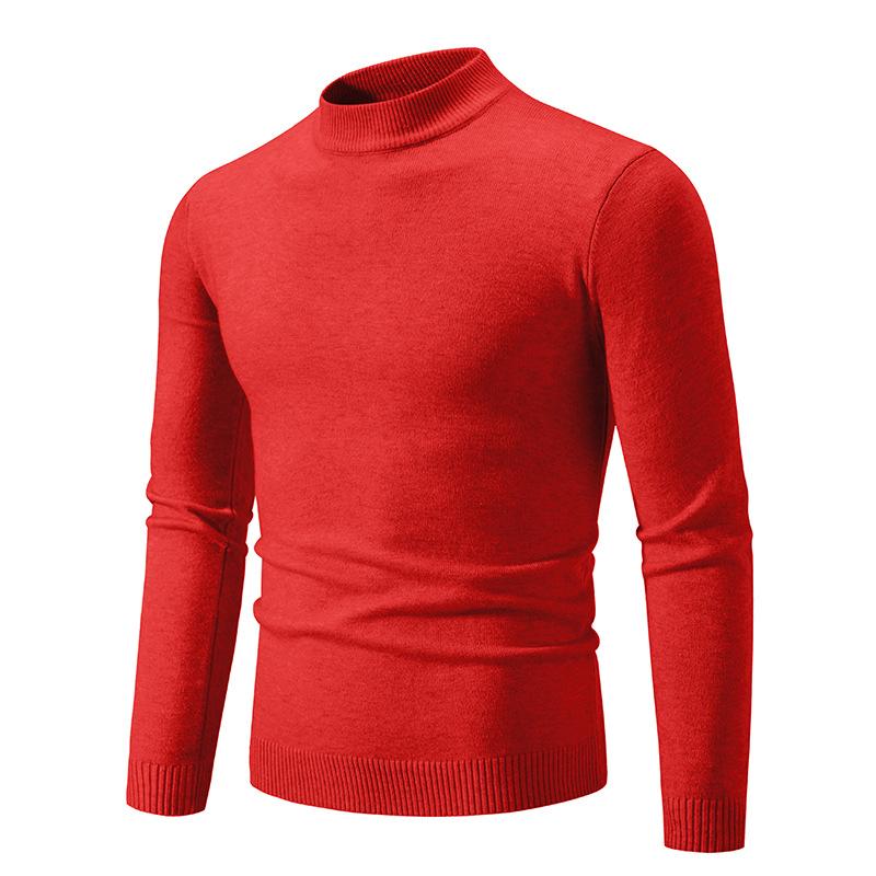 New Autumn And Winter Men'S Semi-Turtleneck Casual Knitted Slim-Fit Solid-Color Sweater Men'S Bottoming Shirt