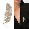Brooch Feather Shape Rhinestone Decor Clothes Decoration Anti-Rust Anti-Oxidation Formal Occasion Lady Business Gift