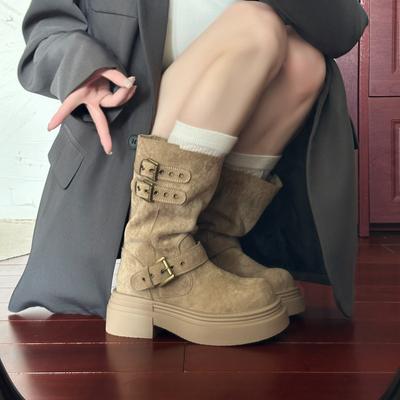 Один ботинок и два коротких ботинка на платформе Maillard, женские летние ботинки, ботинки Мартин с увеличением роста, новые ботинки в рыцарском стиле